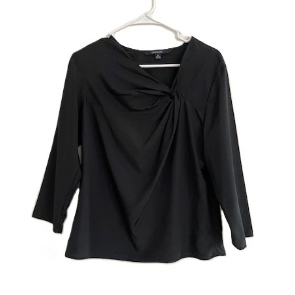 Chadwick's Black Blouse with 3/4 Sleeves and Side Zipper
